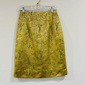Vintage Sherrol Women's Skirt Golden woven 100% Silk Size 2